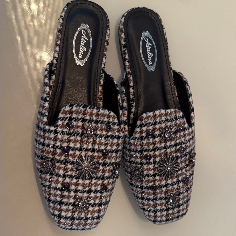 Adeline Tweed Embellished Mules